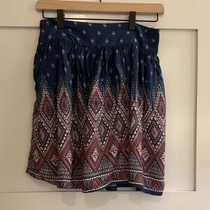 Japana Blue Printed Bohemian Skirt - Women’s Size Large.  Elastic waistline.